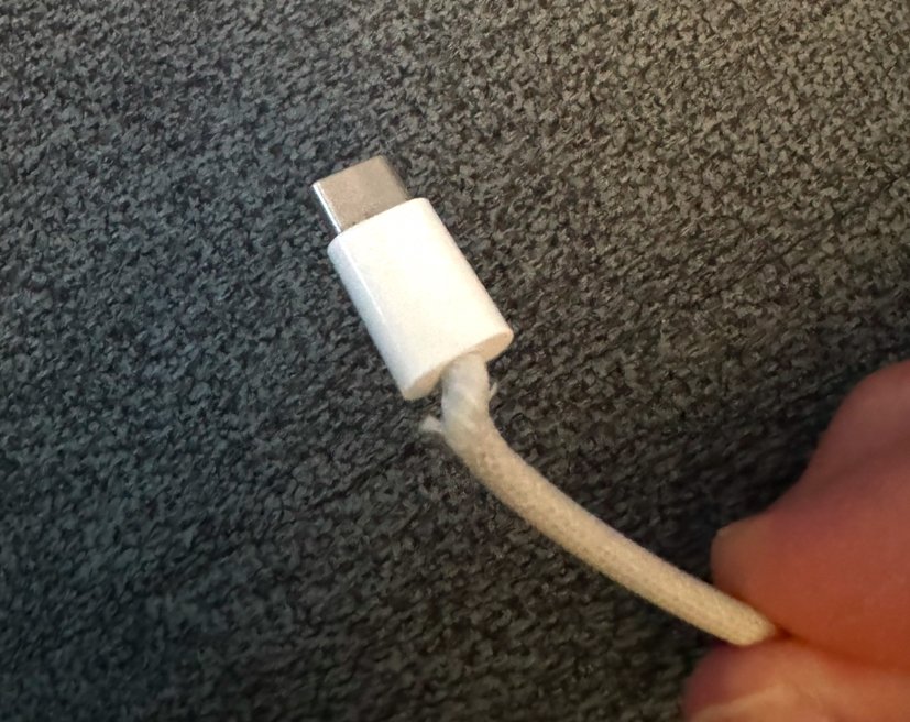 Frayed USB Type - C cable